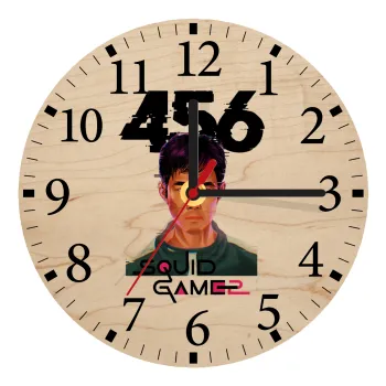 Squid game 456 Gi-Hun, Ρολόι τοίχου ξύλινο plywood (20cm)