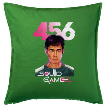 Squid game 456 Gi-Hun, Μαξιλάρι καναπέ Πράσινο 100% βαμβάκι, περιέχεται το γέμισμα (50x50cm)