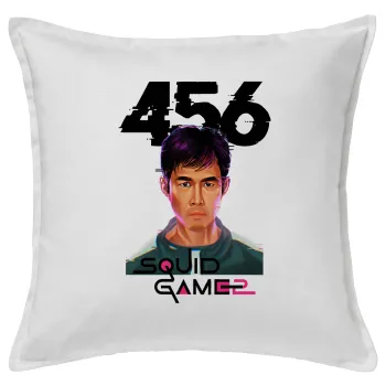 Squid game 456 Gi-Hun, Μαξιλάρι καναπέ ΛΕΥΚΟ 100% βαμβάκι, περιέχεται το γέμισμα (50x50cm)