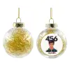 Transparent Christmas tree ball ornament with gold filling 8cm