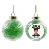 Transparent Christmas tree ball ornament with green filling 8cm