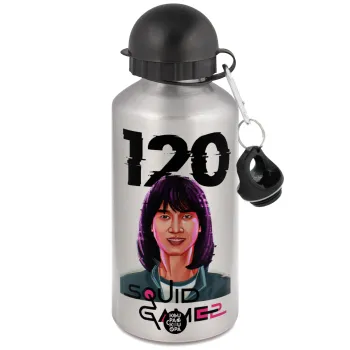 Squid game 120 Cho Hyun-ju, Μεταλλικό παγούρι νερού, Ασημένιο, αλουμινίου 500ml