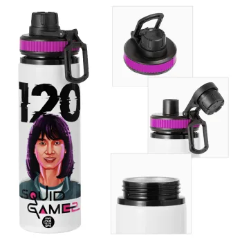 Squid game 120 Cho Hyun-ju, Μεταλλικό παγούρι νερού με καπάκι ασφαλείας, αλουμινίου 850ml