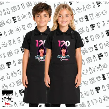 Squid game 120 Cho Hyun-ju, Μαύρη ΠΑΙΔΙΚΗ Ποδιά μακριά Σεφ ολόσωμη με τσέπες