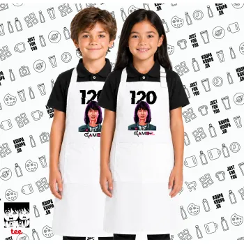 Squid game 120 Cho Hyun-ju, Λευκή ΠΑΙΔΙΚΗ Ποδιά μακριά Σεφ ολόσωμη με τσέπες