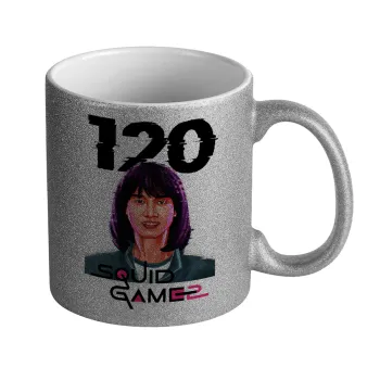 Squid game 120 Cho Hyun-ju, Κούπα Ασημένια Glitter που γυαλίζει, κεραμική, 330ml