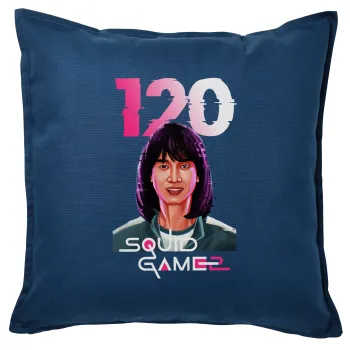 Squid game 120 Cho Hyun-ju, Μαξιλάρι καναπέ Μπλε 100% βαμβάκι, περιέχεται το γέμισμα (50x50cm)