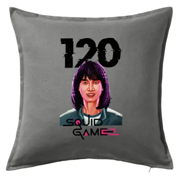 Squid game 120 Cho Hyun-ju, Μαξιλάρι καναπέ Γκρι 100% βαμβάκι, περιέχεται το γέμισμα (50x50cm)