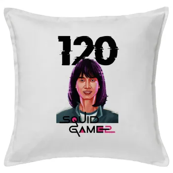 Squid game 120 Cho Hyun-ju, Μαξιλάρι καναπέ ΛΕΥΚΟ 100% βαμβάκι, περιέχεται το γέμισμα (50x50cm)