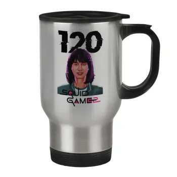 Squid game 120 Cho Hyun-ju, Κούπα ταξιδιού ανοξείδωτη με καπάκι, διπλού τοιχώματος (θερμό) 450ml