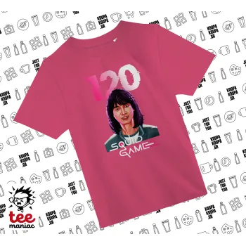 Squid game 120 Cho Hyun-ju, ΡΟΖ παιδικό T-Shirt από 100% βαμβάκι, για κάθε μέρα. Vegan & OEKO-TEX πιστοποιημένο.
