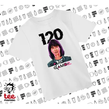 Squid game 120 Cho Hyun-ju, Άνετο παιδικό T-Shirt ΛΕΥΚΟ από 100% βαμβάκι, για κάθε μέρα. Vegan & OEKO-TEX πιστοποιημένο.