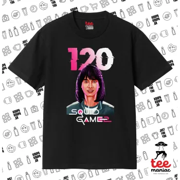Squid game 120 Cho Hyun-ju, Κλασικό T-Shirt, διπλής ραφής, χωρίς πλευρικές ραφές ΜΑΥΡΟ από 100% βαμβάκι. Vegan & OEKO-TEX πιστοποιημένο.