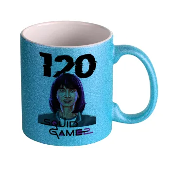 Squid game 120 Cho Hyun-ju, Κούπα Σιέλ Glitter που γυαλίζει, κεραμική, 330ml