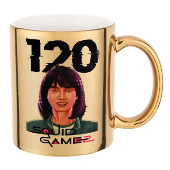 Squid game 120 Cho Hyun-ju, Mug ceramic, gold mirror, 330ml