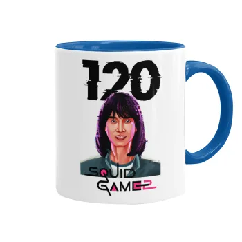 Squid game 120 Cho Hyun-ju, Κούπα χρωματιστή μπλε, κεραμική, 330ml