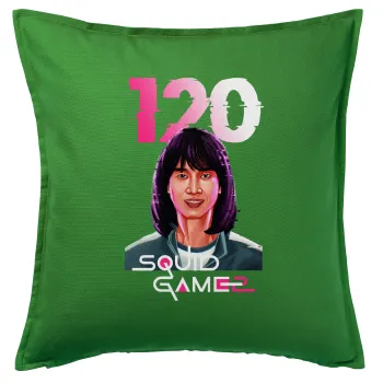 Squid game 120 Cho Hyun-ju, Μαξιλάρι καναπέ Πράσινο 100% βαμβάκι, περιέχεται το γέμισμα (50x50cm)