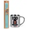 Easter Set, metallic thermal cup (300ml) & aromatic flat Easter candle (30cm) (TURQUOISE)