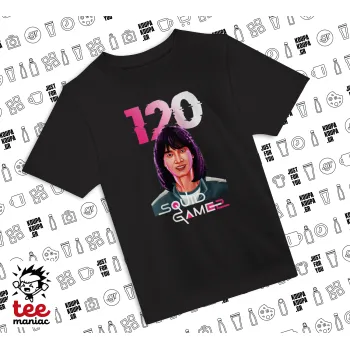 Squid game 120 Cho Hyun-ju, Άνετο παιδικό T-Shirt ΜΑΥΡΟ από 100% βαμβάκι, για κάθε μέρα. Vegan & OEKO-TEX πιστοποιημένο.