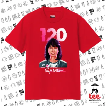 Squid game 120 Cho Hyun-ju, Κλασικό T-Shirt, διπλής ραφής, χωρίς πλευρικές ραφές ΚΟΚΚΙΝΟ από 100% βαμβάκι. Vegan & OEKO-TEX πιστοποιημένο.