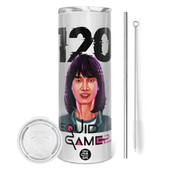 Squid game 120 Cho Hyun-ju, Tumbler stainless steel 600ml, with metal straw & cleaning brush