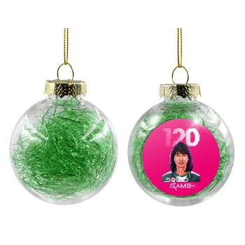 Squid game 120 Cho Hyun-ju, Transparent Christmas tree ball ornament with green filling 8cm
