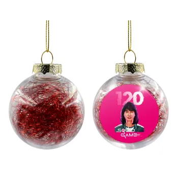 Squid game 120 Cho Hyun-ju, Transparent Christmas tree ball ornament with red filling 8cm