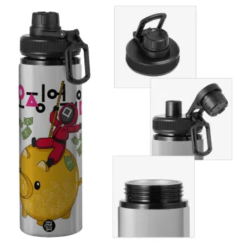 Squid game money pig, Metallic water bottle with safety cap, 850ml aluminum