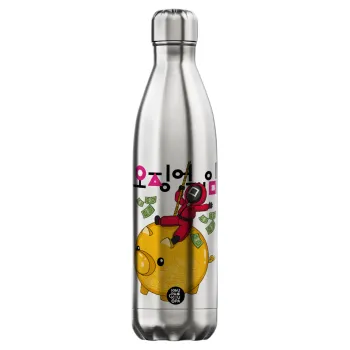 Squid game money pig, Μεταλλικό παγούρι θερμός Inox (Stainless steel), διπλού τοιχώματος, 750ml