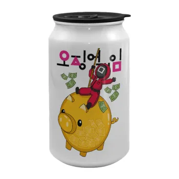 Squid game money pig, Κούπα ταξιδιού μεταλλική με καπάκι (tin-can) 500ml