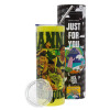 Neon Yellow Travel Tumbler, with metal straw (Stainless steel 304 Food grade, BPA free, 600ml)