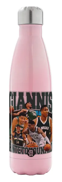 Giannis Antetokounmpo — Metal mug thermos Pink Iridiscent (Stainless steel), double wall, 500ml