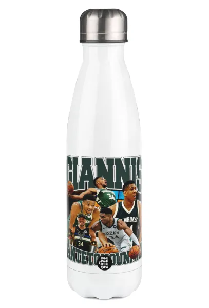 Giannis Antetokounmpo — Μεταλλικό παγούρι θερμός Λευκό (Stainless steel), διπλού τοιχώματος, 500ml