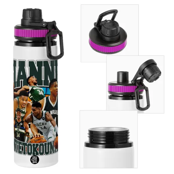 Giannis Antetokounmpo — Μεταλλικό παγούρι νερού με καπάκι ασφαλείας, αλουμινίου 850ml