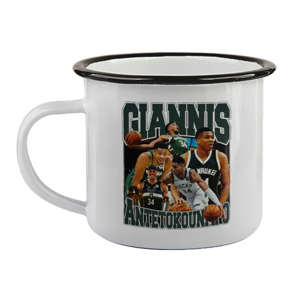 Giannis Antetokounmpo — Enamel mug with black rim, 360ml