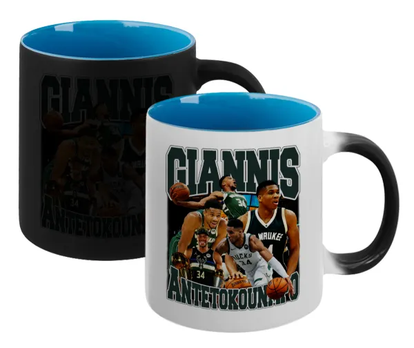 Giannis Antetokounmpo — Magic mug with blue interior, ceramic, 330ml, changes colour with hot drinks