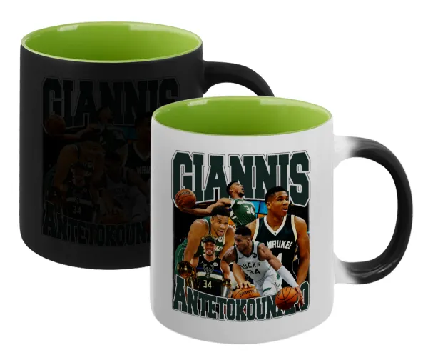 Giannis Antetokounmpo — Magic mug with green interior, ceramic, 330ml, changes colour with hot drinks