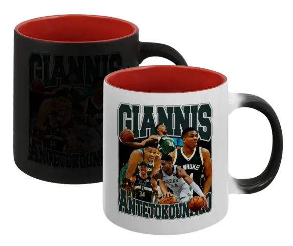 Giannis Antetokounmpo — Κούπα Μαγική εσωτερικό κόκκινο, κεραμική, 330ml που αλλάζει χρώμα με το ζεστό ρόφημα
