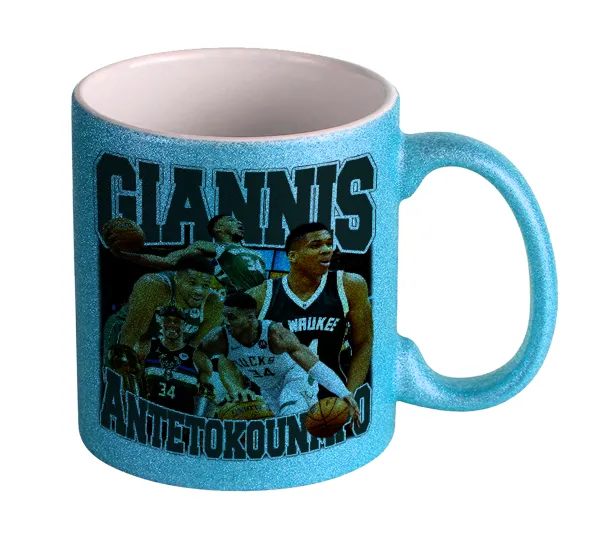 Giannis Antetokounmpo — Κούπα Σιέλ Glitter που γυαλίζει, κεραμική, 330ml