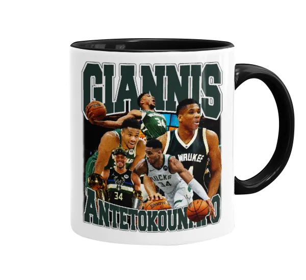 Giannis Antetokounmpo — Κούπα χρωματιστή μαύρη, κεραμική, 330ml