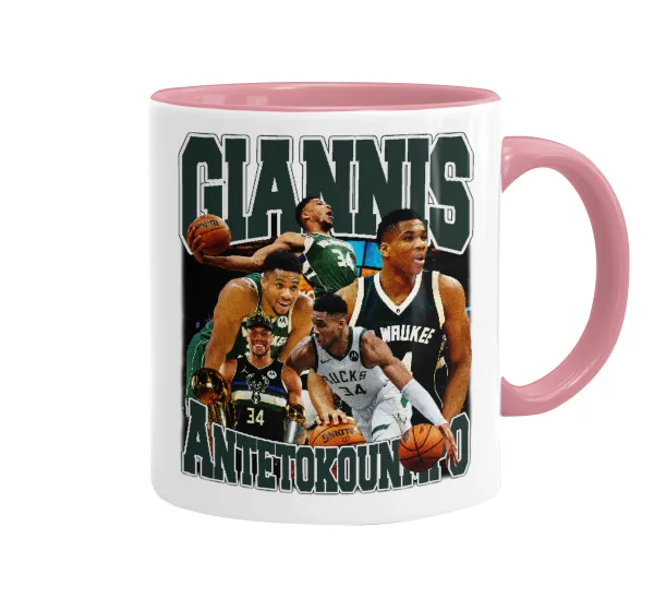 Giannis Antetokounmpo — Κούπα χρωματιστή ροζ, κεραμική, 330ml