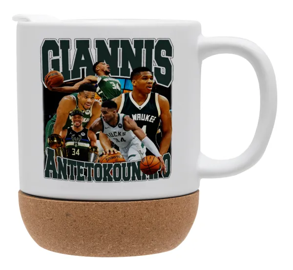 Giannis Antetokounmpo — Κούπα, κεραμική με βάση φελού και καπάκι (ΜΑΤ), 330ml