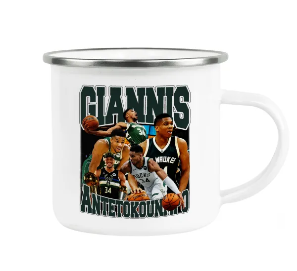 Giannis Antetokounmpo — Metallic enamel cup white 360ml
