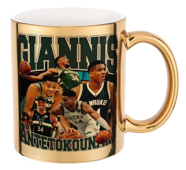 Giannis Antetokounmpo — Κούπα κεραμική, χρυσή καθρέπτης, 330ml
