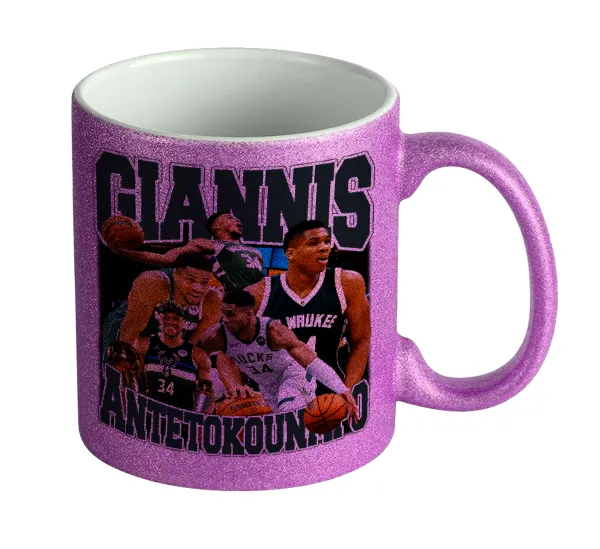 Giannis Antetokounmpo — Κούπα Μωβ Glitter που γυαλίζει, κεραμική, 330ml