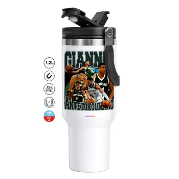 Giannis Antetokounmpo, Mega Stainless steel Tumbler with lid, double wall 1,2L