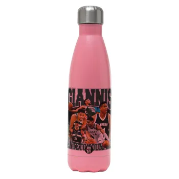 Giannis Antetokounmpo, Metal mug thermos Pink Mat (Stainless steel), double wall, 500ml