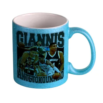 Giannis Antetokounmpo, Κούπα Σιέλ Glitter που γυαλίζει, κεραμική, 330ml