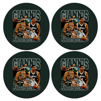Giannis Antetokounmpo, SET of 4 round wooden coasters (9cm)
