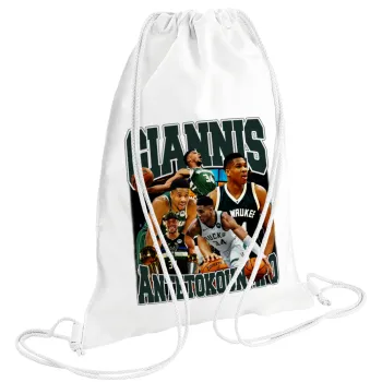 Giannis Antetokounmpo, Τσάντα πλάτης πουγκί GYMBAG λευκή (28x40cm)